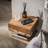 Floating Bedside Table Ian Acacia Wood with Drawer & Shelf
