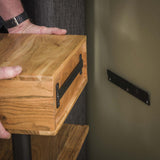 Floating Bedside Table Ian Acacia Wood with Drawer & Shelf