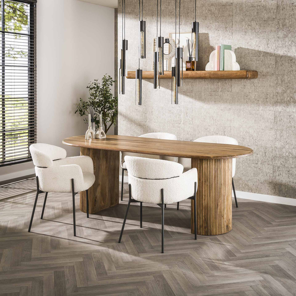 Dining Table Oval Mango Wood Maria 215x90 cm