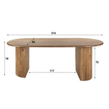 Dining Table Oval Mango Wood Maria 215x90 cm
