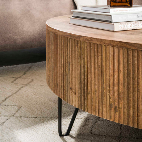 Round coffee table Mango wood Ø120 cm - Sand color 