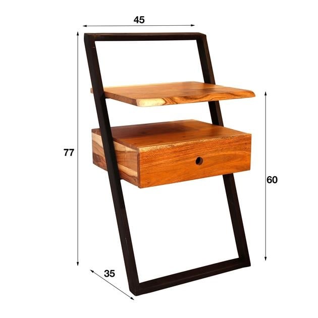 Bedside table Camila DH Interior Acacia LxWxH 87x51x21 Acacia wood White photo size indication