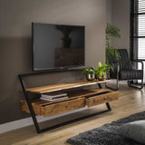 TV Meubel Camila DH Interior Acacia LxBxH 147x74x22 Acaciahout Sfeerfoto schuin vooraanzicht