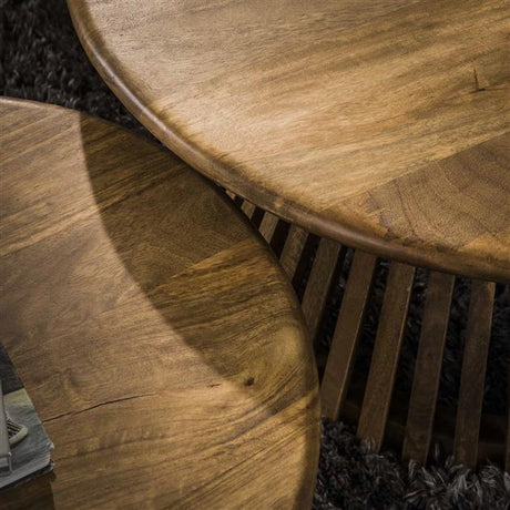 Round Coffee Table Set of 2 Vera Mango wood 