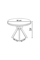 Mos eettafel marmerlook ovaal 90 cm Wit marmerlook met goud 100% gelakt panel