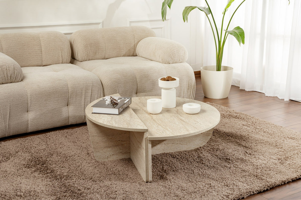 Round Coffee Table Marble Look Melamine 85 cm Orin 