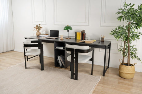 Study desk Twin Study Desk 240x60 cm Anthracite and black Anthracite Black Melamine 