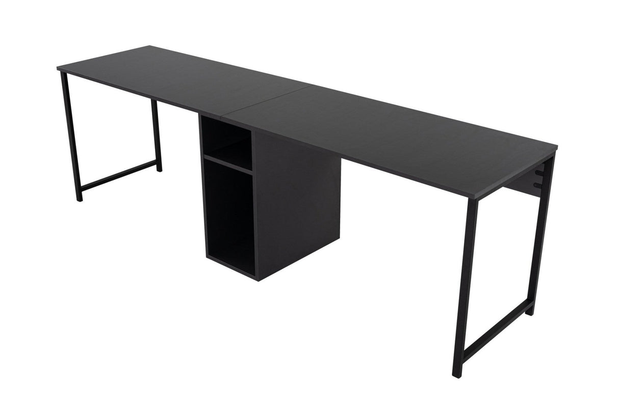 Study desk Twin Study Desk 240x60 cm Anthracite and black Anthracite Black Melamine 