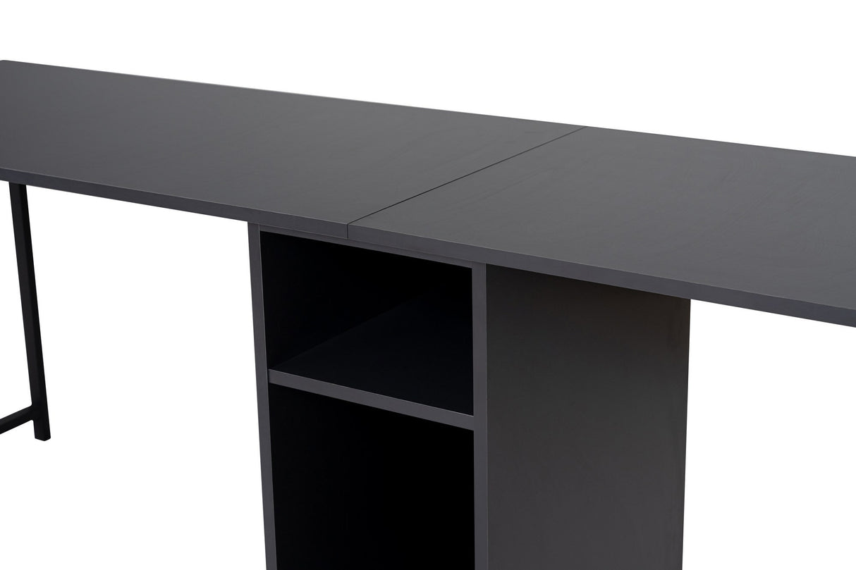 Study desk Twin Study Desk 240x60 cm Anthracite and black Anthracite Black Melamine 