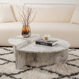 Round Coffee Table Marble Tiered Melamine 90 cm Orin 