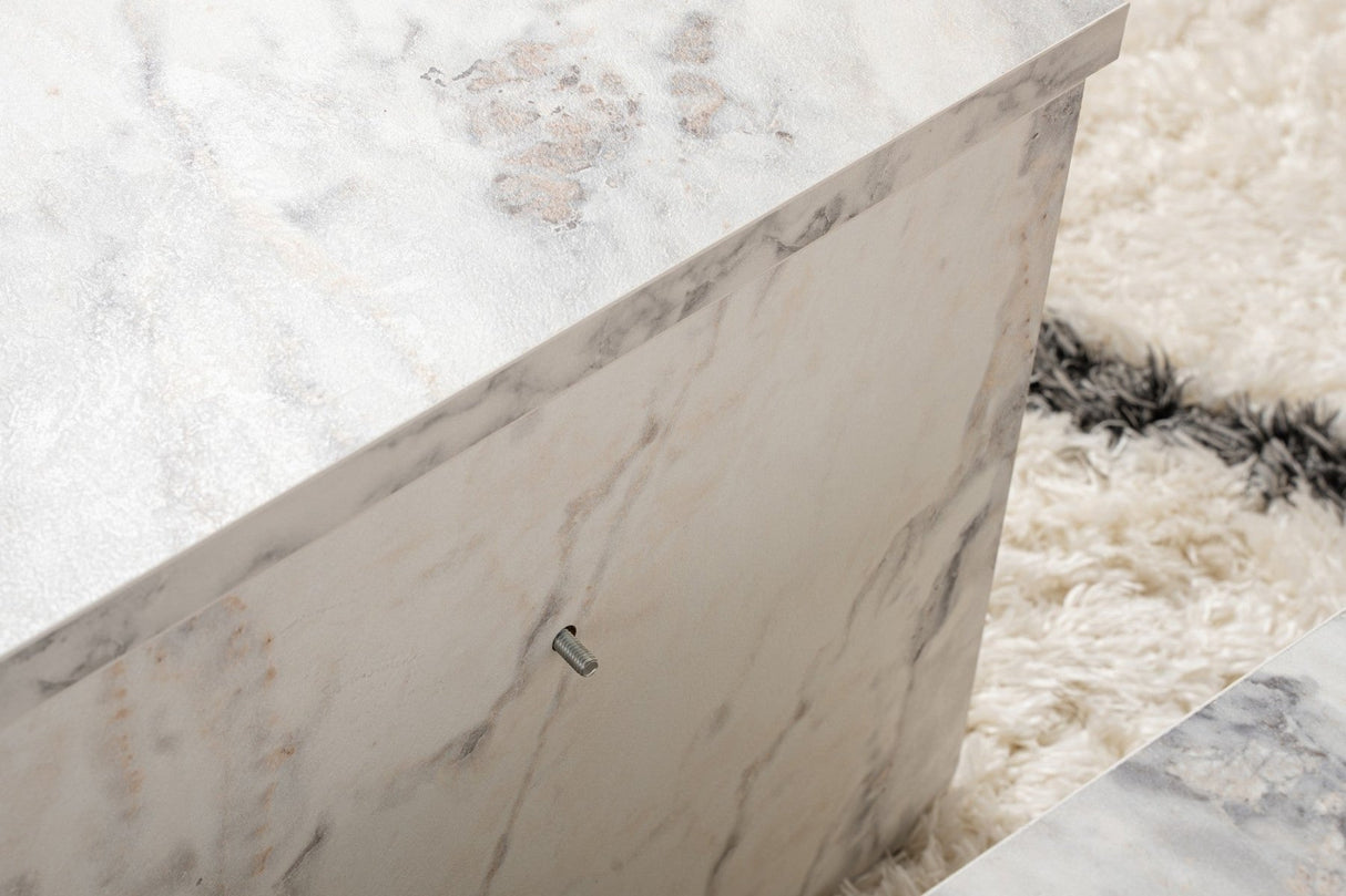 Round Coffee Table Marble Tiered Melamine 90 cm Orin 