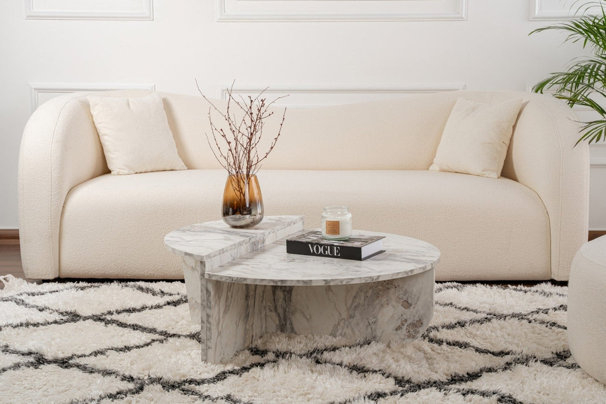 Round Coffee Table Marble Tiered Melamine 90 cm Orin 