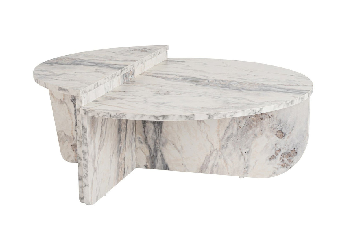 Round Coffee Table Marble Tiered Melamine 90 cm Orin 