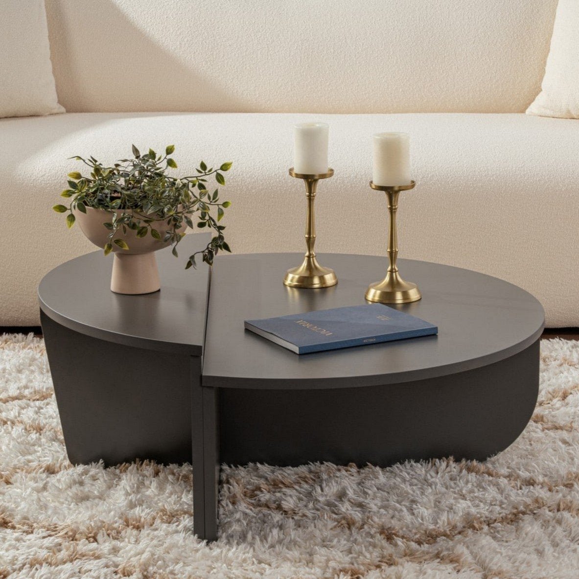 Round Coffee Table Anthracite Melamine 85 cm Orin 