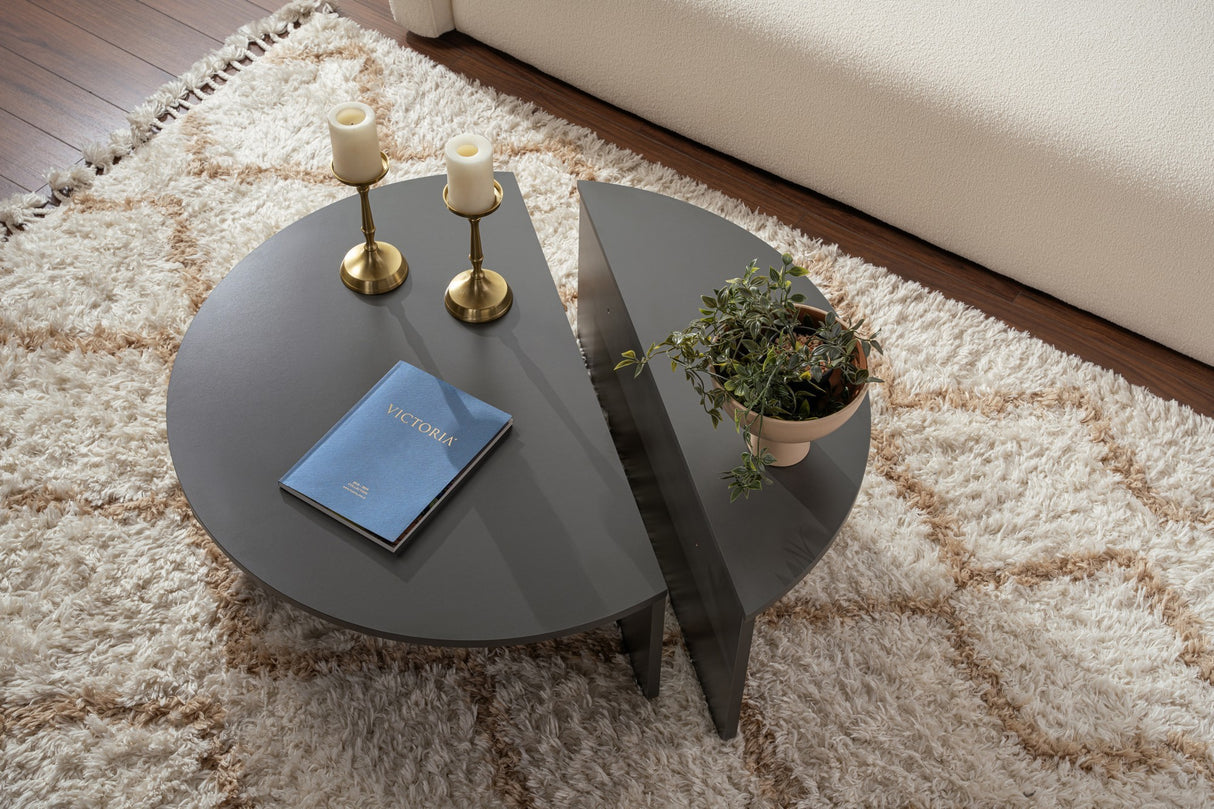 Round Coffee Table Anthracite Melamine 85 cm Orin 