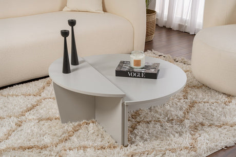 Round Coffee Table Grey Tiered Melamine 90 cm Orin 