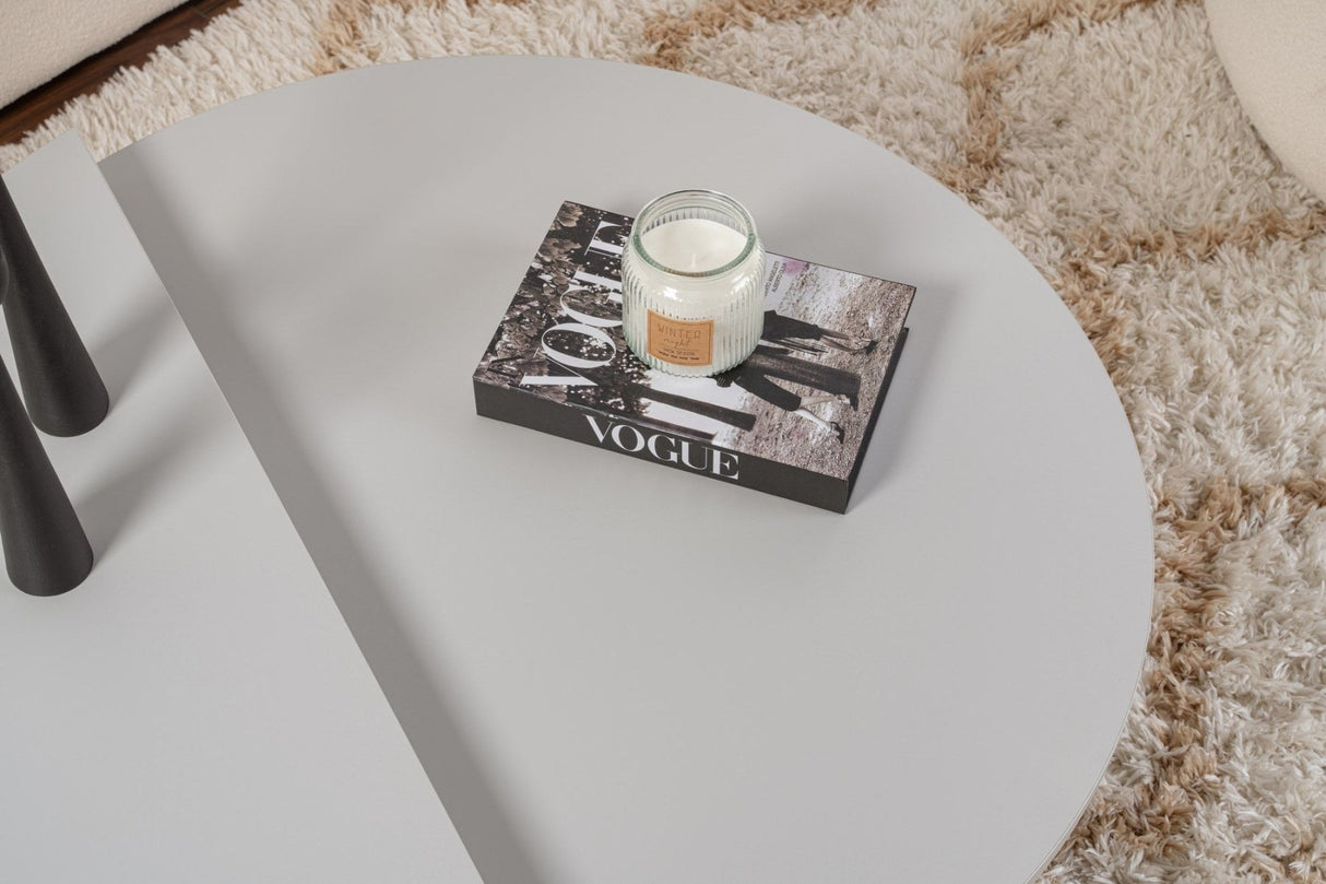 Round Coffee Table Grey Tiered Melamine 90 cm Orin 