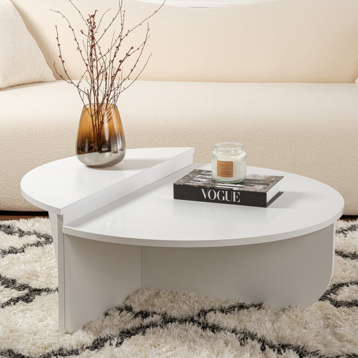Round Coffee Table White 85 cm Melamine Orin 