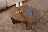 Round Coffee Table 85 cm Natural Walnut Melamine Orin 