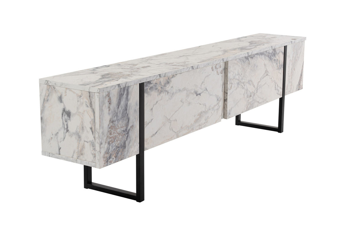 TV Cabinet Marble Melamine Black Frame Blitz 50x180x29.5 cm 