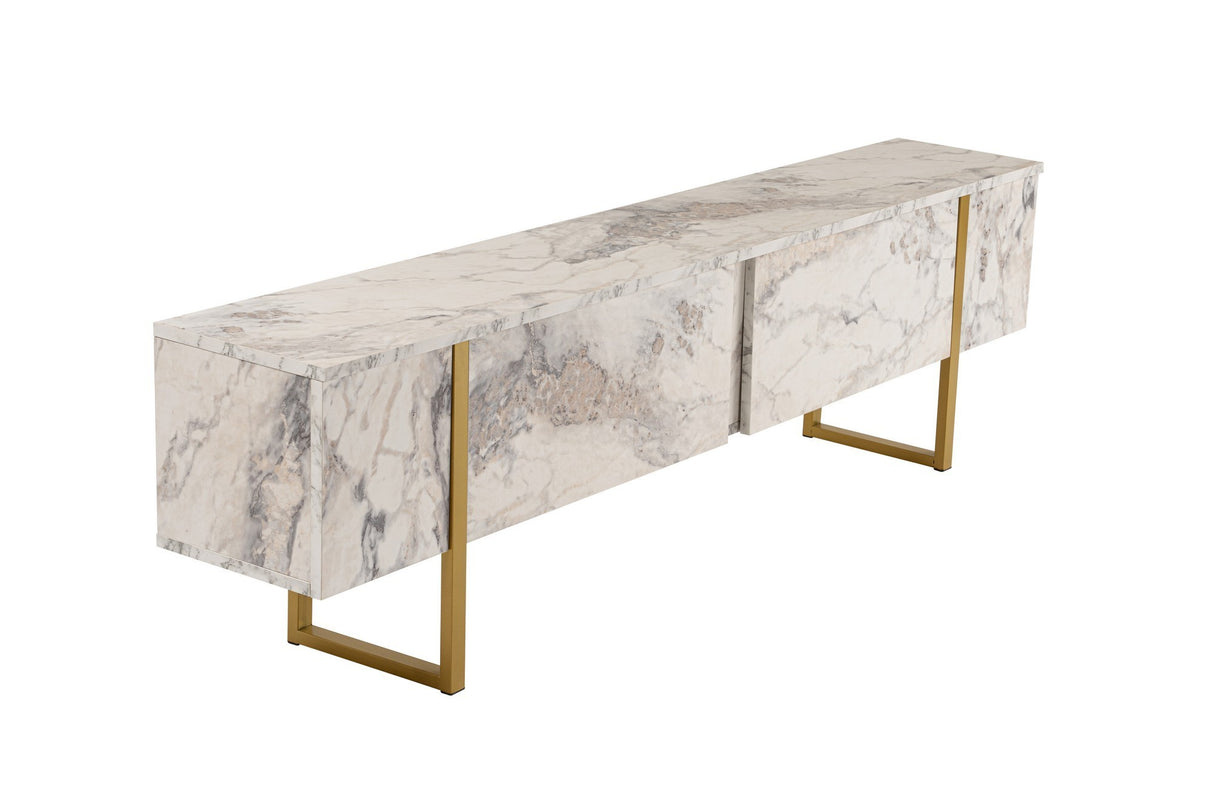 TV Cabinet Marble Melamine Golden Frame Blitz 50x180x29.5 cm 
