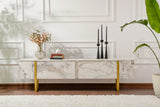 TV Cabinet Marble Melamine Golden Frame Blitz 50x180x29.5 cm 