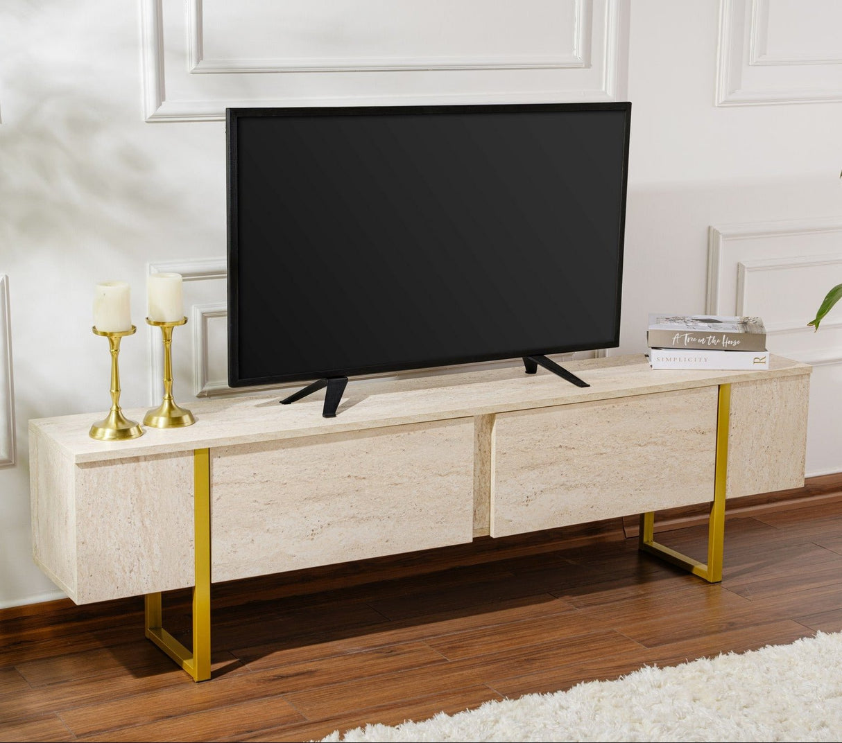 TV Unit Beige Melamine Fouden Frame Blitz 50x180x29.5 cm 