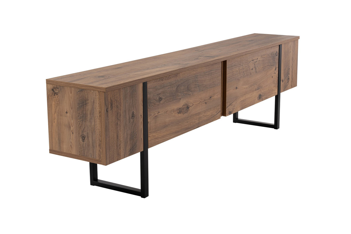 TV Cabinet Natural Melamine Black Frame Blitz 50x180x29.5 cm 