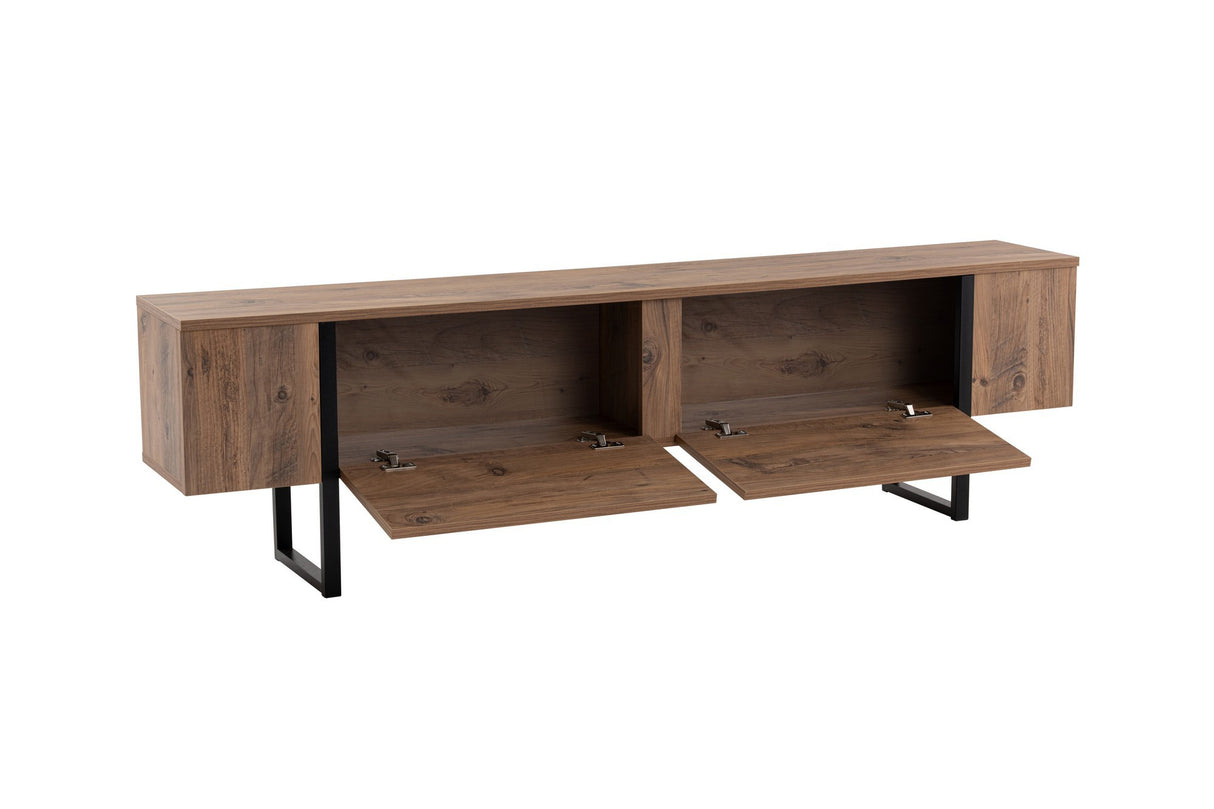 TV Cabinet Natural Melamine Black Frame Blitz 50x180x29.5 cm 