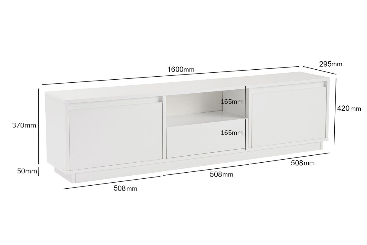 TV Meubels - TV Meubel Vanguard Naturel Wit Melamine 160x42x29,5 cm - Dimehouse