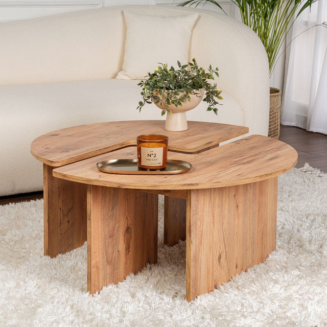 Salontafels - Ronde Salontafel Moari Atlantisch Dennenhout Melamine 90 cm - Dimehouse