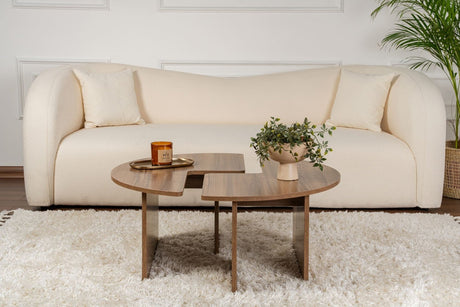 Round Coffee Table Moari Walnut Melamine 90 cm 