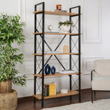 Industrial Bookcase Ely Atlantic Pinewood Melamine - Black Frame - 180x90 cm 