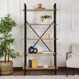 Industrial Bookcase Ely Atlantic Pinewood Melamine - Black Frame - 180x90 cm 