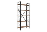Industrial Bookcase Ely Atlantic Pinewood Melamine - Black Frame - 180x90 cm 