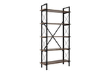 Industrial Bookcase Ely Walnut Melamine - Black Frame - 180x90 cm 