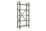 Industrial Bookcase Ely Oak Melamine - Black Frame - 180x90 cm 