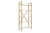 Industrial Bookcase Ely White Wood Melamine - Golden Frame - 180x90 cm 