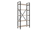Industrial Bookcase Ely Travertine Melamine - Black Frame - 180x90 cm 