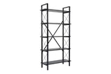 Industrial Bookcase Ely Black Wood - Black Frame - 180x90 cm 