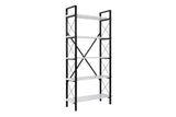 Industrial Bookshelf Ely White Wood Melamine - Black Frame - 180x90 cm 