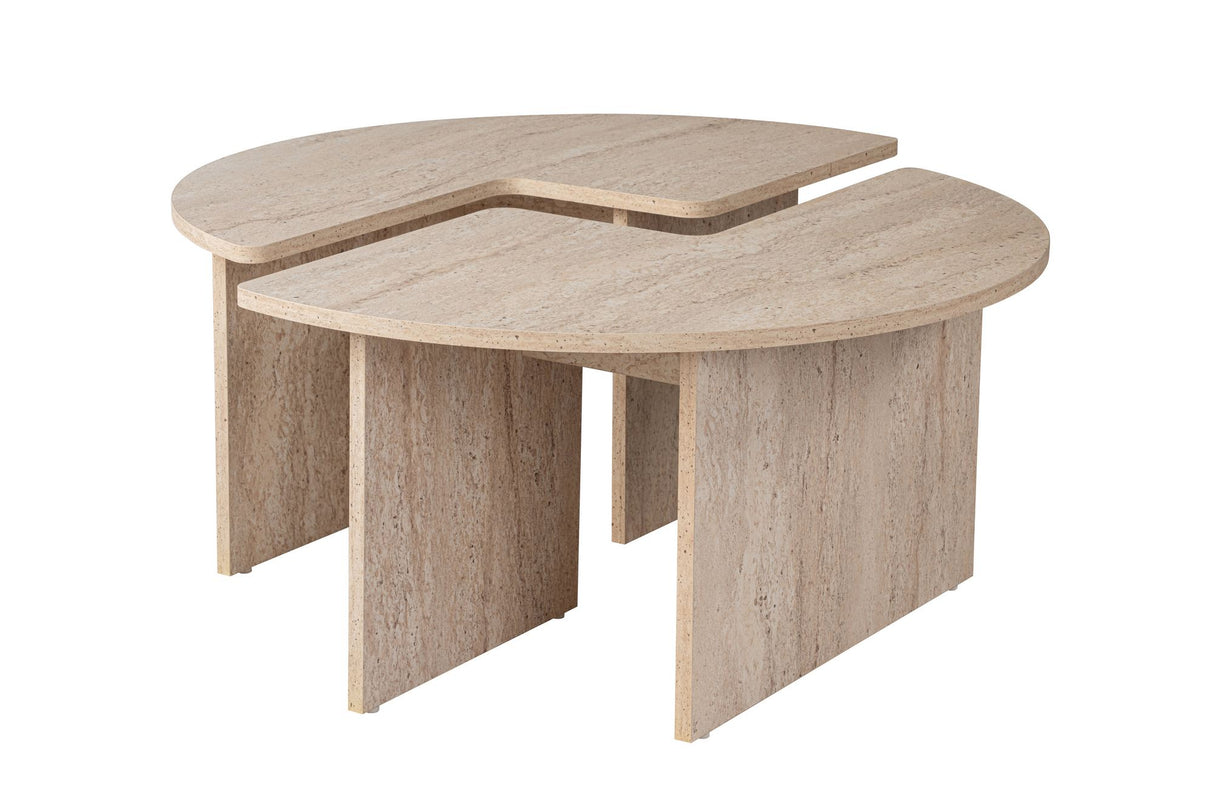 Salontafels - Salontafel Set van 2 Travertin Maira - Melamine - Dimehouse