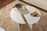 Round Coffee Table Moari Wood Look White Melamine 90 cm 