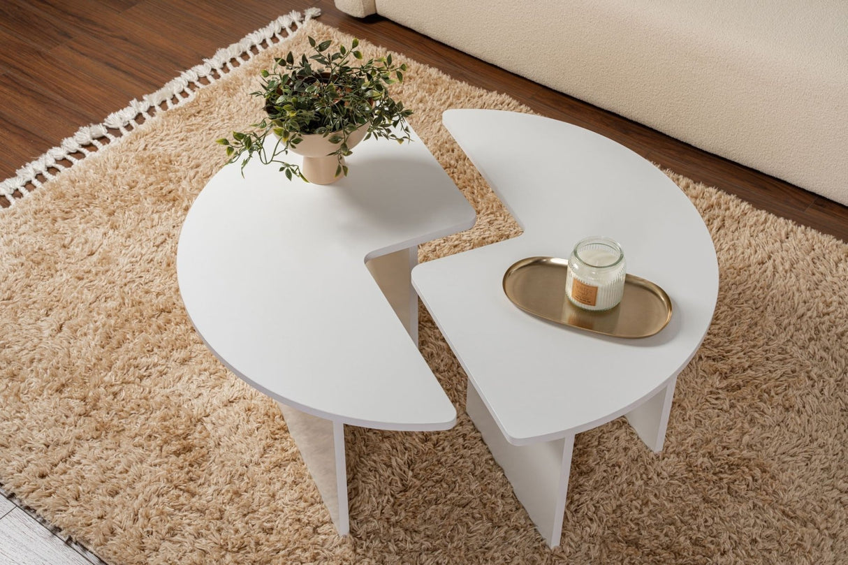 Round Coffee Table Moari White Melamine 90 cm 