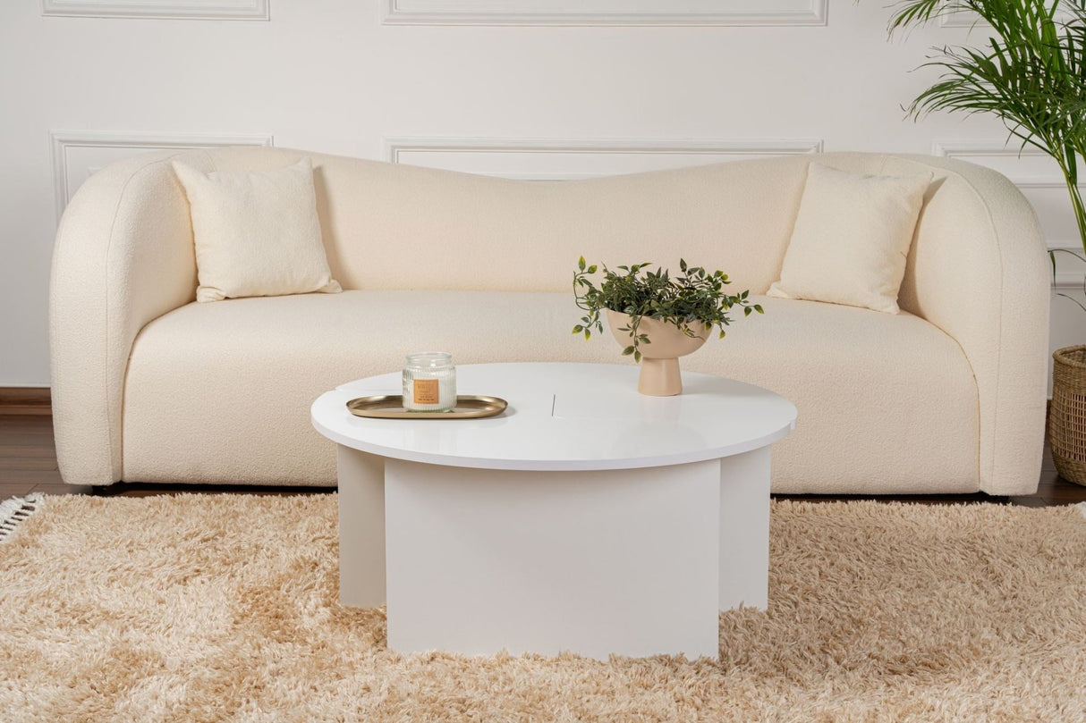 Round Coffee Table Moari White Melamine 90 cm 