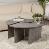 Round Coffee Table Moari Concrete Look Gray Melamine 90 cm 