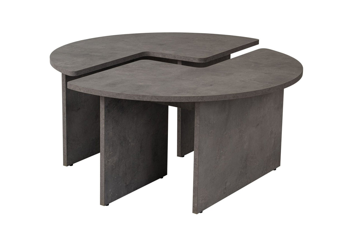 Round Coffee Table Moari Concrete Look Gray Melamine 90 cm 