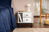 Nightstand White Marble Melamine Pulsar - Black Frame 