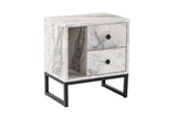 Nightstand White Marble Melamine Pulsar - Black Frame 