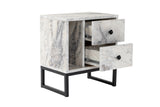 Nightstand White Marble Melamine Pulsar - Black Frame 